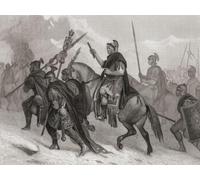 Annibale attraversando le Alpi nel suo viaggio via terra in Italia III secolo a.C. Annibale Barca 247 c.183 a.C. generale cartaginese. Illustrazione di un artista sconosciuto del XIX secolo dopo