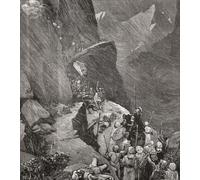 Annibale guida il suo esercito cartaginese sulle Alpi e in Italia 218 a.C. durante la seconda guerra punica. Dalla storia universale illustrata di Cassell pubblicato 1883. Stampa poster di Ken Welsh