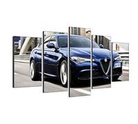 Annick Goutal Automobile Sportiva Blu Alfa Romeo Quadro su Tela Decorazione per La Casa Soggiorno Stampa su Tela Quadro Stampa su Tela, 5 Pannelli (Nessuna Cornice,50_x_100_cm)