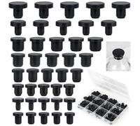 Annickee 100 Tappo per Fori in Silicone Nero, Tappi in Gomma per Fori Riutilizzabile, Tappo in Siliconica Rotondo, Tappi in Gomma Solido, per Fori da 4 a 9.5mm di Diametro Interno Bottiglie, Tubi