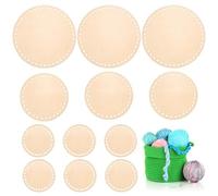Annickee 12 Pezzi Base Legno per Uncinetto, Rotondo Legno Fondo Cesto, Base Cesta 10/15/20cm per Fai Da Te Cesto Tessitura Accessori di Stoccaggio, Decorazione Della Casa, Cesto Crochet Kit