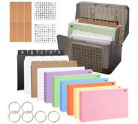 Annickee 320 Pezzi Flashcards Set, Nero Scatola per Indici, Include 240 A6 Colore Flash Cards, 50 Bianca a righe Cartoncini, 6 Anelli per Raccoglitori, 2 Adesivi, 15 Divisori, 6 Etichette per Scuola