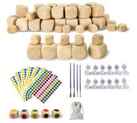 Annickee 50 Pezzi Dadi di Legno Vuoti, Dadi Da Gioco Cubi Legno, 20mm &12mm, Non Verniciato Cubi per Artigianato con Drawstring Sacchetto E Colore Dot Sticker, Cubetti per Fai da te e Artigianato