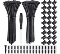 Annickee Fascette Plastica, Riutilizzabili, Set di 130 Pezzi Base di Fissaggio per Fascette Fermacavi con Foro per Vite, 100mm Fascette Elettricista Nere, Fascette Cavi per Cable Management Ideale