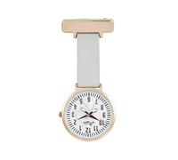 Annie Apple - Orologio da tasca con cinturino in pelle marrone chiaro, quadrante in oro bianco, per infermieri, infermiere, estetista parrucchiere