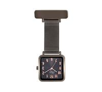 Annie Apple Orologio da taschino per infermieri, parrucchieri ed estetisti, con cassa quadrata in bronzo anticato e cinturino in rete color canna di fucile