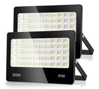 ANNIFUNLY Faretto LED da Esterno 2 Pezzi, 200W 20000LM Faro LED 6500K Bianca Fredda, IP66 Impermeabile Faretti LED Esterno per Garage Cortile Giardino Terrazza