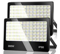 ANNIFUNLY Faretto LED da Esterno 2 Pezzi, 300W 30000LM Faro LED 6500K Bianca Fredda, IP66 Impermeabile Faretti LED Esterno per Garage Cortile Giardino Terrazza