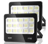 ANNIFUNLY Faretto LED da Esterno 2 Pezzi, 50W 5000LM Faro LED 6500K Bianca Fredda, IP66 Impermeabile Faretti LED Esterno per Garage Cortile Giardino Terrazza