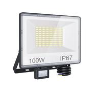 ANNIFUNLY Faretto Led da Esterno con Sensore di Movimento, 100W 10000LM Faro Led Esterno 6500K Bianca Fredda IP67 Impermeabile Faretti LED Proiettore Esterni per Giardino, Garage, Cortile