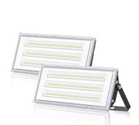 ANNIFUNLY Faretto LED Esterno 100W 2 Pezzi, 10000 Lumen Fari LED da Esterno 6500K Bianco Fredda, Faretti LED Esterno IP67 Impermeabile Bianca Fredda Faro LED per Giardino, Cortile, Officina