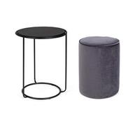 ANNIKA Set tavolini Nero e Grigio scuro
