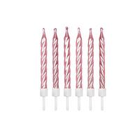 Anniversary House-AHC183 Confezione da 12 candele a spirale rosa chiaro perlescenti con supporto, 7,5 centimetri, decorazione per torta celebrazione, AHC183, 7.5 centimeters