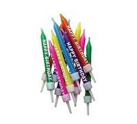 Anniversary House-AHC193 AHC193-Confezione da 12 Candele Colorate con Supporto, 7,5 cm, Multicolore, 7.5 centimeters, AHC193