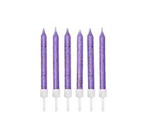 Anniversary House-AHC131 AHC131-Confezione da 12 Candele Glitterate per Compleanno con Supporto, 7,5 cm, Decorazione per Torte di Celebrazione, Colore: Viola Chiaro, Lilla, 7.5 centimeters, AHC131