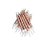 Anniversary House Confezione da 12 candele di compleanno metallizzate color oro rosa con supporti, 7,5 cm, decorazione per torte di compleanno, candele per torte, rame, AHC233
