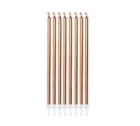 Anniversary House Confezione da 16 candele extra alte e sottili per torta di compleanno, con supporto, oro metallizzato, 18 cm, forti e robuste, AHC213