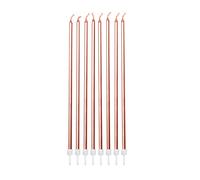 Anniversary House Confezione da 16 candele extra alte e sottili per torta di compleanno, con supporto, oro rosa metallizzato, 18 cm, forti e robuste, AHC211