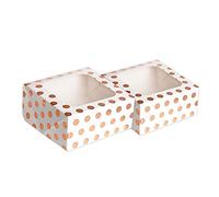 Anniversary House Confezione da 24 scatole per dolcetti, con stampa a pois oro rosa, scatole per biscotti e brownie, ogni scatola misura 7,5 x 16 x 16 cm, J104AMZ