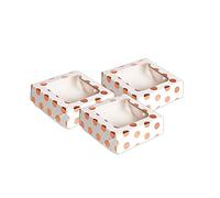 Anniversary House, confezione da 36 piccole scatole per dolcetti, con stampa a pois oro rosa, scatole per biscotti, ogni scatola 3,8 x 11,4 x 11,4 cm, J107AMZ