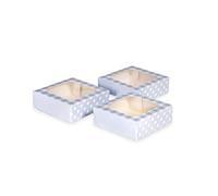 Anniversary House Confezione da 36 scatole blu per dolcetti, con stampa a quadretti e pois, scatole per biscotti e bomboniere, resistenti, 3,8 x 11,4 x 11,4 cm, J160AMZ