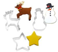 Anniversary House Follow The Star Christmas Characters Set di 3 formine per biscotti, in acciaio inossidabile, a forma di renna, pupazzo di neve, stella, K0025