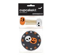 Anniversary House J237 - Kit di decorazioni per cupcake di Halloween, 28 pezzi, per cupcake, 16 pirottini e 12 decorazioni per cupcake, 2 disegni di plettri per torte