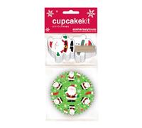 Anniversary House J241 - Kit di decorazioni natalizie per cupcake, 28 pezzi, motivo Babbo Natale e amici, kit per muffin di alta qualità per pasticceria festiva, 16 pirottini per cupcake e 12