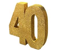 Anniversary House- Number 40 Tavolo Glitterata | Centrotavola Decorazione per Compleanno | Ricordo per Feste, Oro, 20 cm, H103