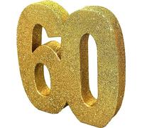 Anniversary House- Number 60 Tavolo Glitterata | Centrotavola Decorazione per Compleanno | Ricordo per Feste, Oro, 20 cm, H105