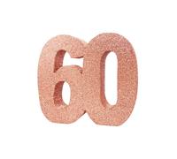 Anniversary House- Number 60 Tavolo Glitterata | Centrotavola Decorazione per Compleanno | Ricordo per Feste, Oro Rosa, 20 cm, H126