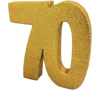 Anniversary House- Number 70 Tavolo Glitterata | Centrotavola Decorazione per Compleanno | Ricordo per Feste, Oro, 20 cm, H108