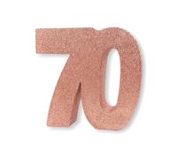 Anniversary House- Number 70 Tavolo Glitterata | Centrotavola Decorazione per Compleanno | Ricordo per Feste, Oro Rosa, 20 cm, H127