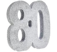 Anniversary House- Number 80 Tavolo Glitterata | Centrotavola Decorazione per Compleanno | Ricordo per Feste, Argento, 20 cm, H120