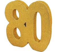 Anniversary House- Number 80 Tavolo Glitterata | Centrotavola Decorazione per Compleanno | Ricordo per Feste, Oro, 20 cm, H109
