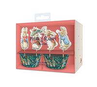 Anniversary House Set di 36 cupcake natalizi ufficiali Peter Rabbit™, 12 topper per torte e 16 pirottini, set di decorazioni per cupcake Beatrix Potter, J191