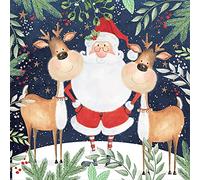 Anniversary House Tiflair PJ303550 - Tovaglioli di carta di lusso con Babbo Natale e renne, spessi e resistenti, 3 strati, multicolore