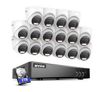 ANNKE 1080P Kit Videosorveglianza Esterno, 16CH 3K Lite H.265+ DVR con Hard Disk 2TB, 16x Telecamere con Visione Notturna a Colori, Rilevamento Persone/Veicoli, Allarme Email con Immagini, IP67