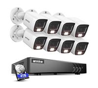ANNKE 1080P Telecamera di Sorveglianza Set e Rilevamento Persone e Veicoli, 8CH H.265+ 3K Lite DVR e 4TB Hard Disk, 8 Fotocamera Esterna Monitoraggio con Visione Notturna a Colore, Allarme E-mail con