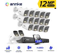 ANNKE 12MP Kit telecamere a doppia luce Sicurezza 16CH NVR POE Telecamera CCTV esterna Video sorveglianza Registrazione audio Sorveglianza
