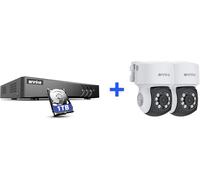 ANNKE 2MP Analogiche Kit Telecamere Videosorveglianza con Rilevamento AI Umani/Veicoli, DVR 4 Canali 3K Lite, 2 Telecamere PT Cablate 1080P con Rotazione 350° e Inclinazione 90°, Disco rigido da 1 TB
