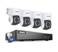 ANNKE 2MP Analogiche Kit Telecamere Videosorveglianza con Rilevamento AI Umani/Veicoli, DVR 8 Canali 3K Lite, 4 Telecamere PT Cablate 1080P con Rotazione 350° e Inclinazione 90°, Disco rigido da 2 TB