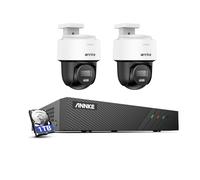 ANNKE 3K PT PoE - Set di 2 telecamere di sicurezza IP, 8CH H.265+ NVR con HDD da 1 TB, audio bidirezionale, riconoscimento personale, intelligente, doppia luce, slot per schede SD da 512 GB (non PTZ)
