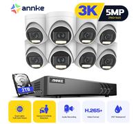 ANNKE 5MP DVR Kit di sorveglianza di sicurezza 8 pezzi Telecamere esterne a doppia luce IP67 Resistente alle intemperie H.265 + 8CH DVR Sistema di telecamere Allarme