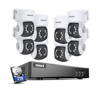 ANNKE Cablata 1080P kit telecamere videosorveglianza, DVR 8 Canali 3K Lite con Rilevamento AI Umani/Veicoli, 8x 2MP PT Telecamere con Funzione di Rotazione 350° e Inclinazione 90°, 2TB HDD
