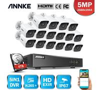 ANNKE H.265 + 5MP Ultra HD 16CH DVR CCTV Security System 16PCS Outdoor 5MP EXIR Night Vision Camera Kit di videosorveglianza