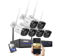 ANNKE Kit Videosorveglianza WiFi 3MP, 10CH NVR 5MP e 6 Telecamere Wireless, Supporta Visione Notturna IR, Audio a 2 Vie, Rilevamento di Persone/Veicoli,Compatibile con Alexa,disco rigido da 1TB