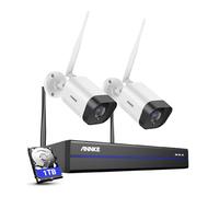 ANNKE Kit Videosorveglianza WiFi 3MP, NVR 10CH 5MP e 2 Telecamere Wireless, Supporta Visione Notturna IR, Audio a 2 Vie, Rilevamento di Persone/Veicoli,Compatibile con Alexa, 1TB