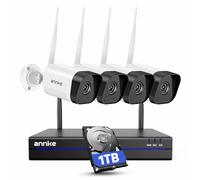 ANNKE Kit Videosorveglianza WiFi, 4K/8MP NVR 16CH 1TB e 4x 3MP Telecamere Esterne Wireless, Rlevamento Movimento Alarm, Audio Bidirezionale, Visione Notturna IR 100ft, Registrazione 24/7, IP66