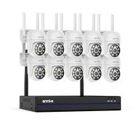 ANNKE Set di telecamere di sorveglianza da 5 MP, per esterni, Wi-Fi, 16 CH 4 K NVR con 10 telecamere PT, visione notturna a colori, audio bidirezionale, riconoscimento intelligente delle persone